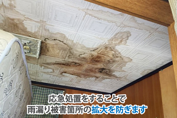 応急処置をすることが雨漏り拡大を防ぎます