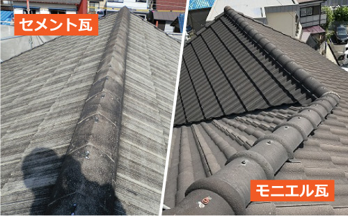 セメント瓦とモニエル瓦