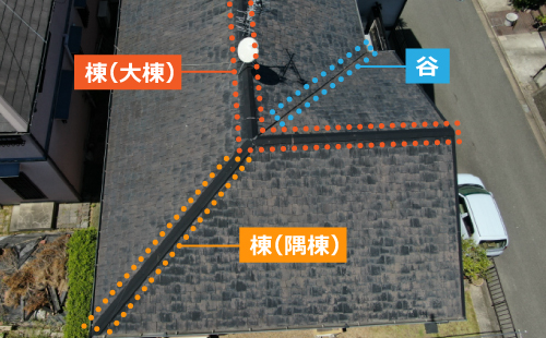 棟（大棟・隅棟）と谷