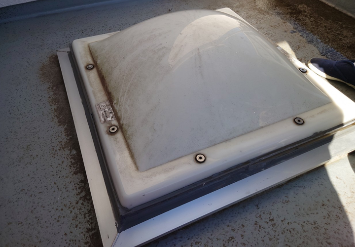 外部から確認した明り取りドーム