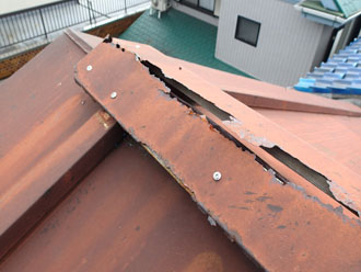 棟板金の劣化