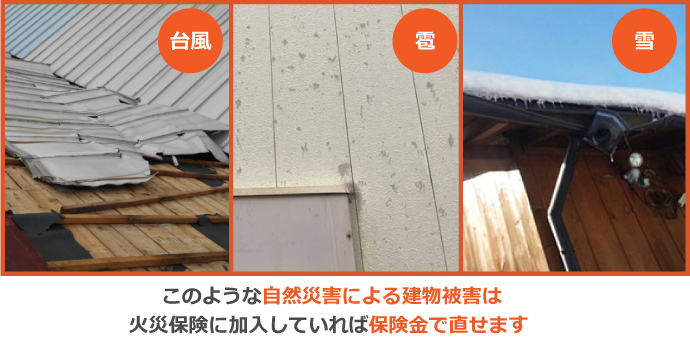 自然災害による建物被害は火災保険で直せます