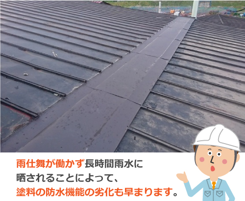 雨仕舞が働かないと塗料の防水機能の劣化も早まります
