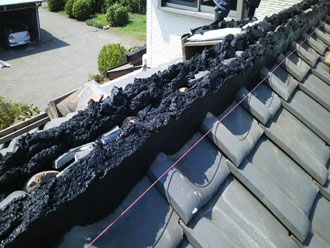 太陽光パネルの設置枚数が多い、2階の棟の取り直し工事