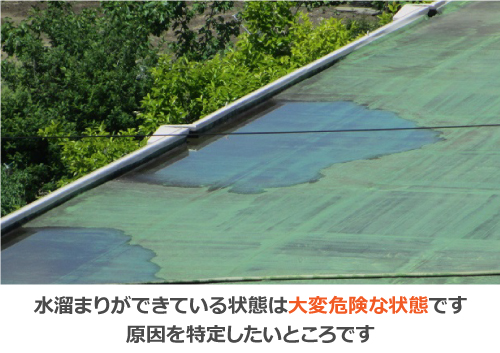 水溜まりが出来ている状態は大変危険です 水溜まりが出来ている状態は大変危険です