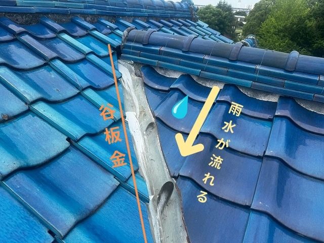 久喜市　谷板金　雨漏り　雨水