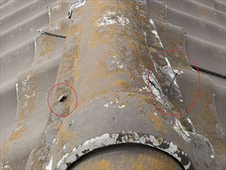 千葉市若葉区愛生町にて棟瓦が落下してしまい雨漏りが心配なセキスイかわらUの点検を実施