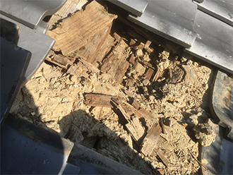 葺き土がかなり破損