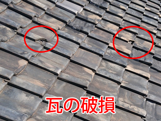 瓦の破損