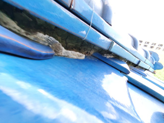 漆喰が剥がれて中の土が出てきている