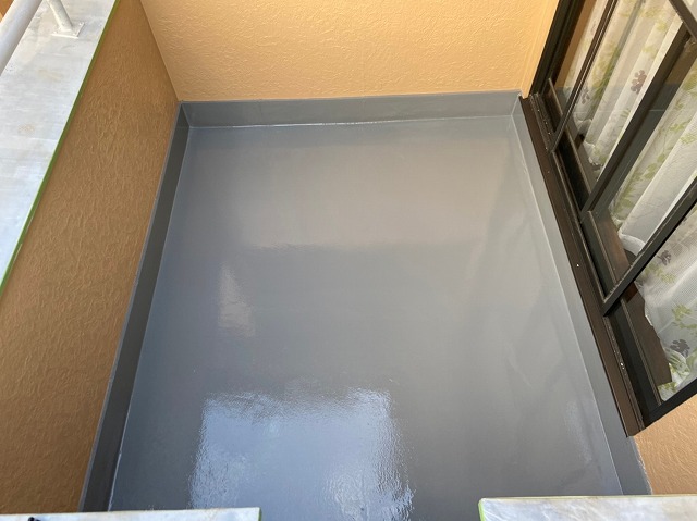 防水工事が完了したベランダ