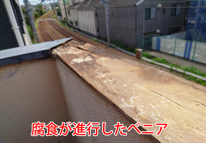 腐食が進行したべニア