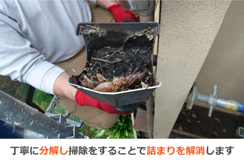 雨樋の分解で詰まりを解消 雨樋の分解で詰まりを解消