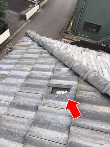 沼津市雨漏り瓦破損
