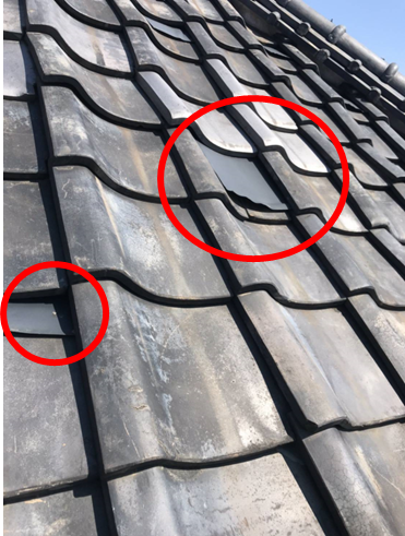 沼津市瓦屋根補修跡雨漏り