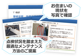 お住まいの現状を写真で確認し、最適なメンテナンス方法をご提案 お住まいの現状を写真で確認し、最適なメンテナンス方法をご提案