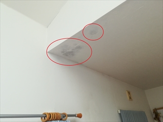 室内には雨漏りの跡がありました