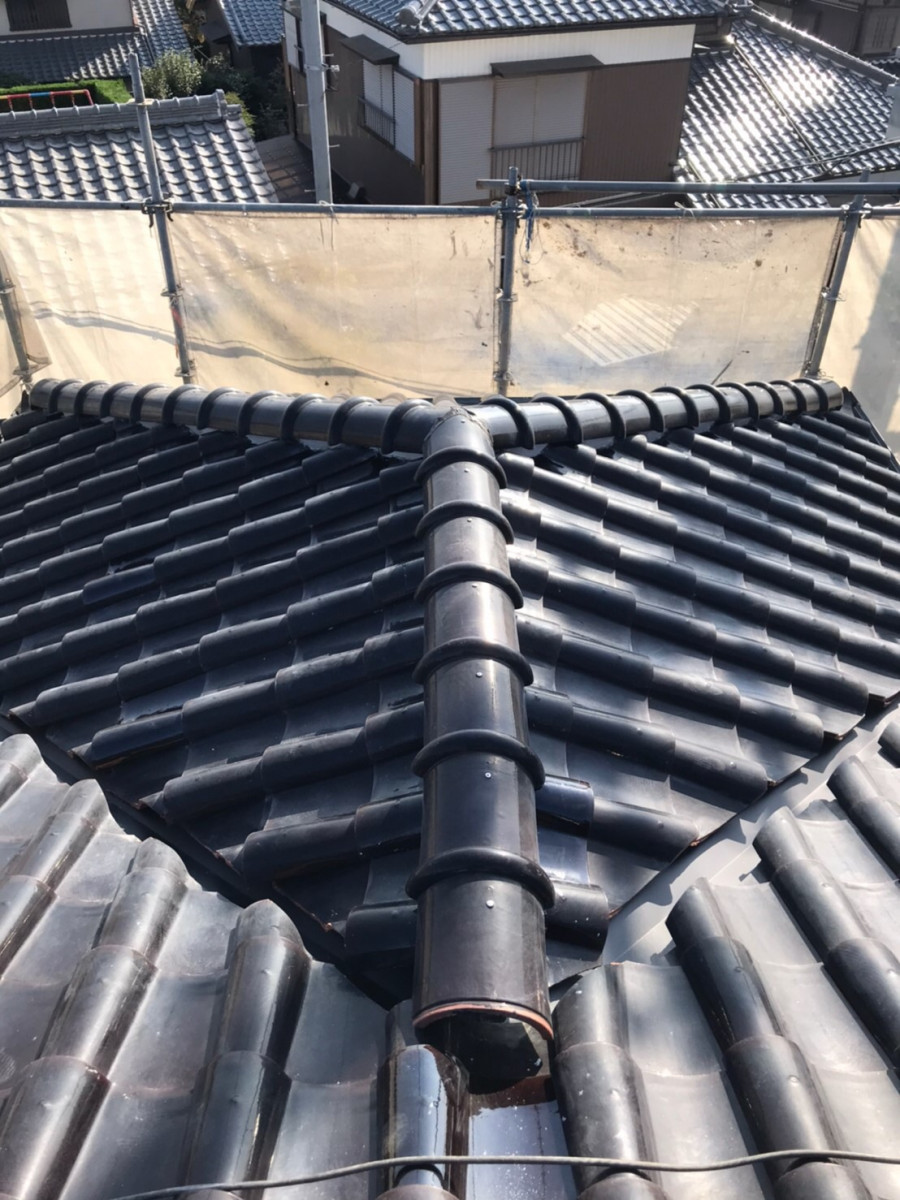 守山区で瓦復旧後