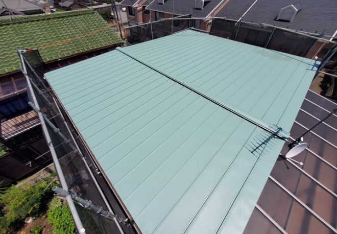 スタンビー455（バンブーグリーン）で葺き替え雨漏りを改善