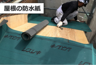 屋根は防水紙で雨水を防いでいます 屋根は防水紙で雨水を防いでいます