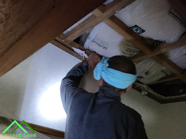 天井材を解体していきます
