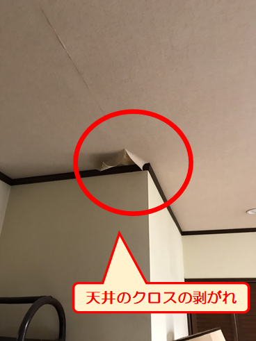 三島市で天井クロスが剥がれ雨漏りを心配され雨漏り調査へ