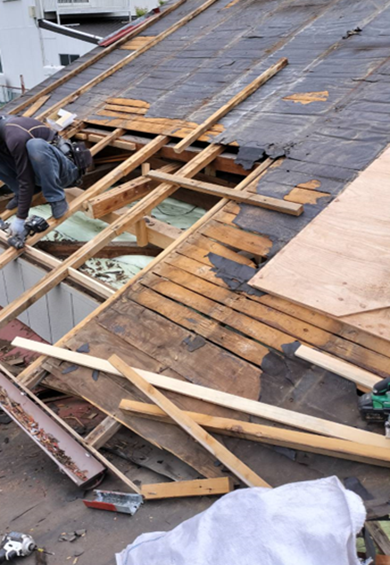 小山町 雨漏り防水紙撤去