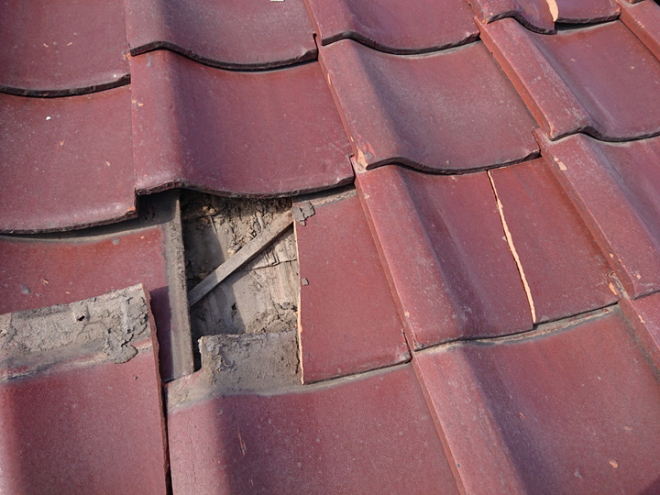 瓦の破損