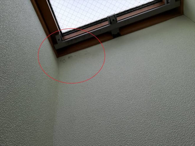 天窓下には黒ずみが出来ていました