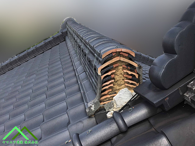 棟違いの漆喰剥がれ