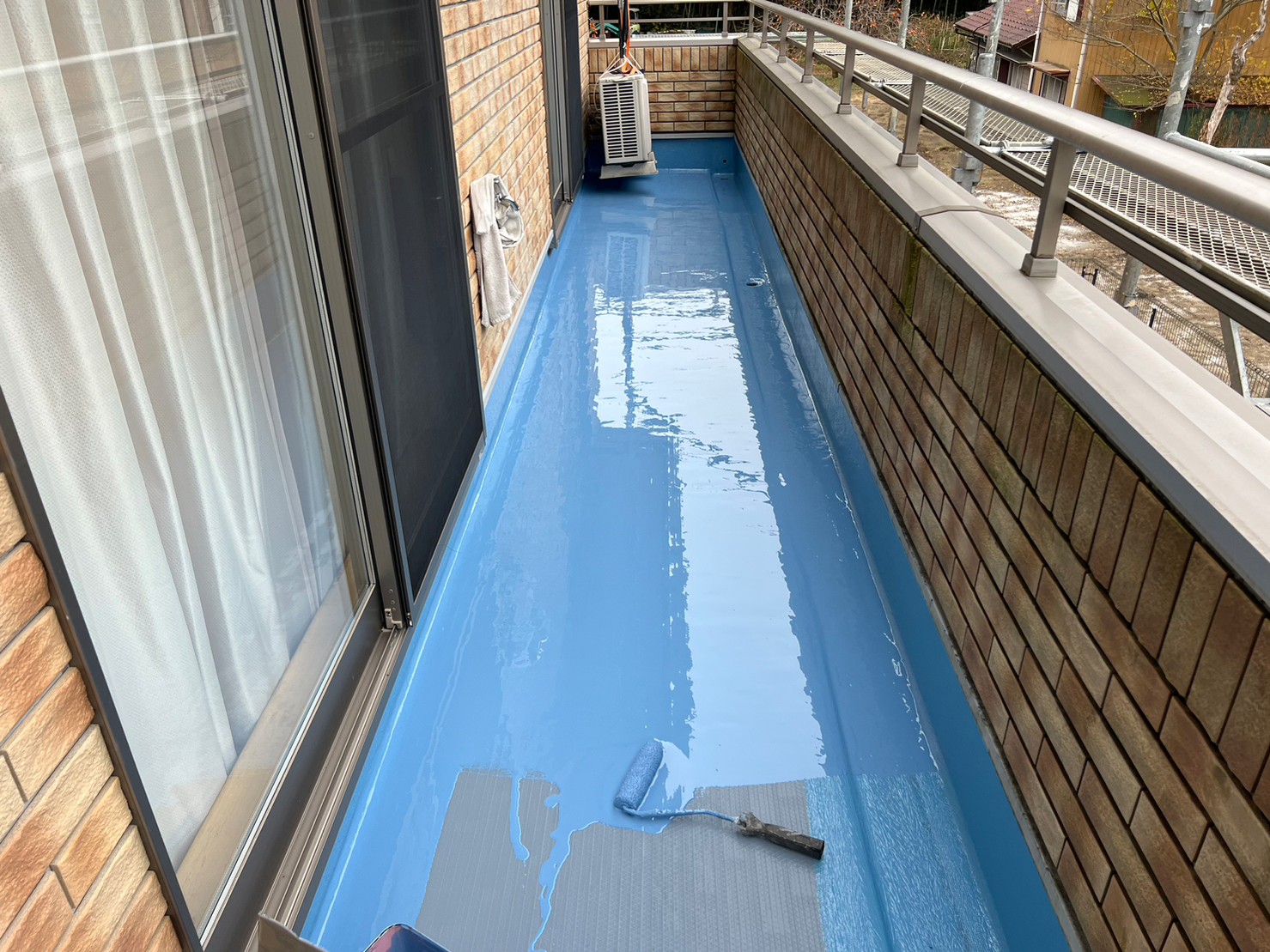 守山区のベランダ　ウレタン塗膜防水を施工