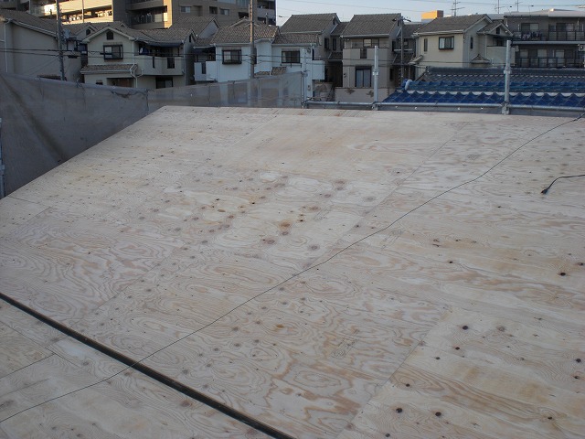 生野区　かわらUから横暖ルーフに葺き替え　合板下地