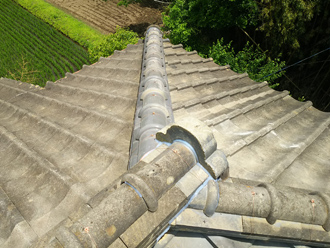 棟瓦のシーリング処理