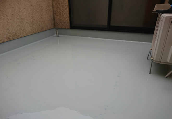 通気緩衝工法によるウレタン防水工事が完工