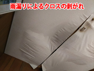 雨漏りによるクロスの剥がれ