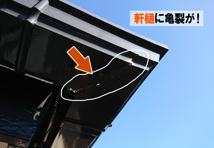 軒樋が破損していると、屋根に降った雨水の排水がうまくできなくなってしまいます！