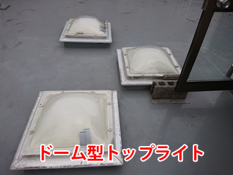 ３カ所設置されているドーム型トップライト
