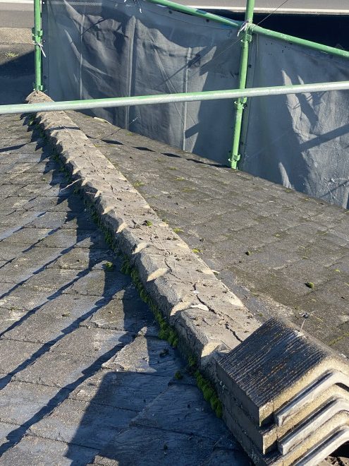 セメント平瓦　葺替え　棟