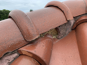 漆喰が剥がれた箇所