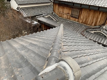 鬼瓦部分の漆喰