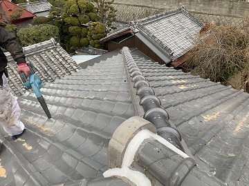 鬼瓦部分の漆喰