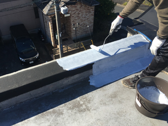 オープライマーで笠木を塗装