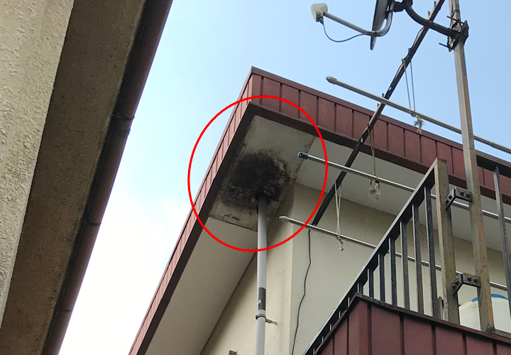 君津市陽光台の軒天天井材落下の原因は陸屋根からの雨漏り！屋上防水工事の重要性とご提案！