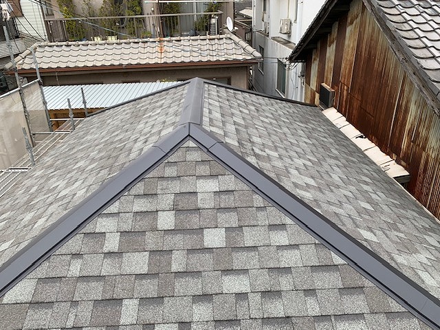 東大阪市　和瓦からリッジウェイ　ハーバードスレート　施工後②