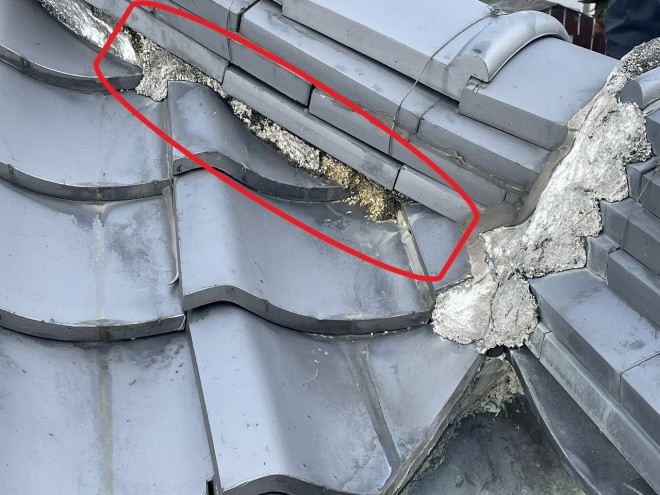 奈良市T様邸　屋根漆喰状況