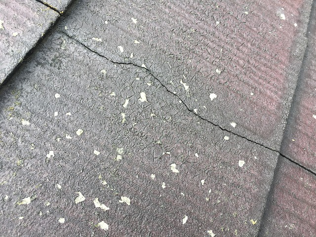 別の場所でも瓦がひび割れています。