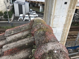藻や苔が繁殖したモニエル瓦