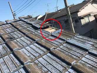 横浜市緑区三保町でケラバの瓦が台風で飛散して雨漏り