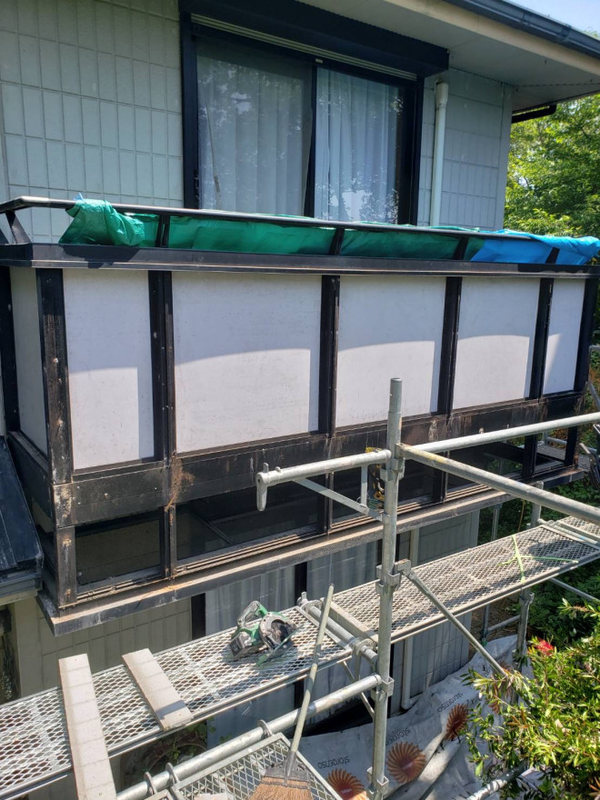 守山区で既存外壁及び下地の撤去