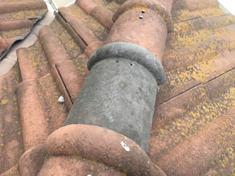 棟瓦の補修　瓦の取り付け